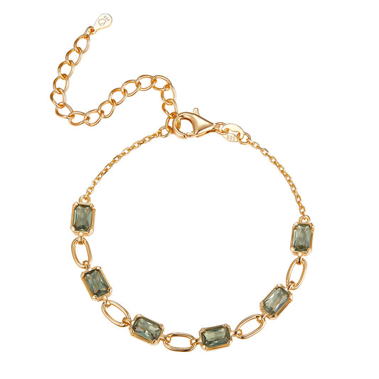 Vera Design - Crystal Armband Gyllt með Grænum Steinum