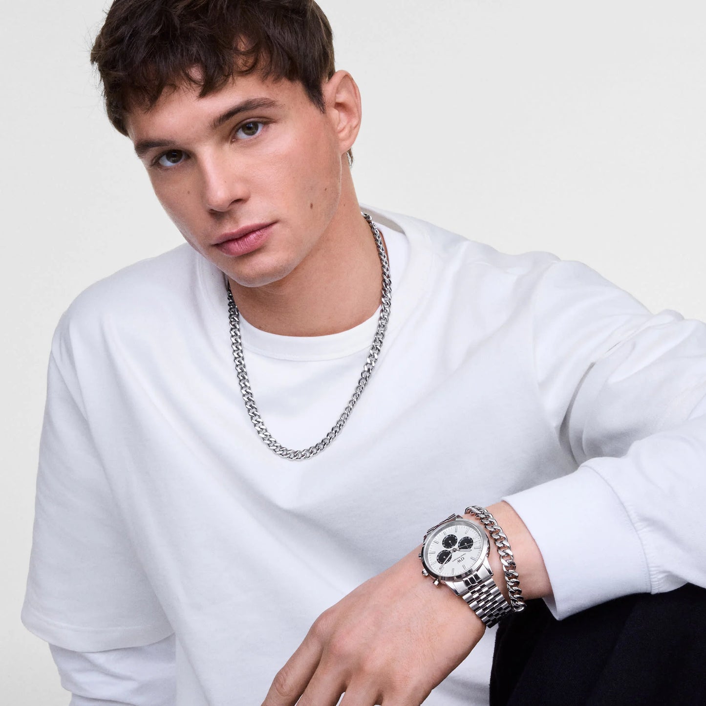 Daniel Wellington - Iconic Chronograph Arch 5-Link Off-White Panda Silver